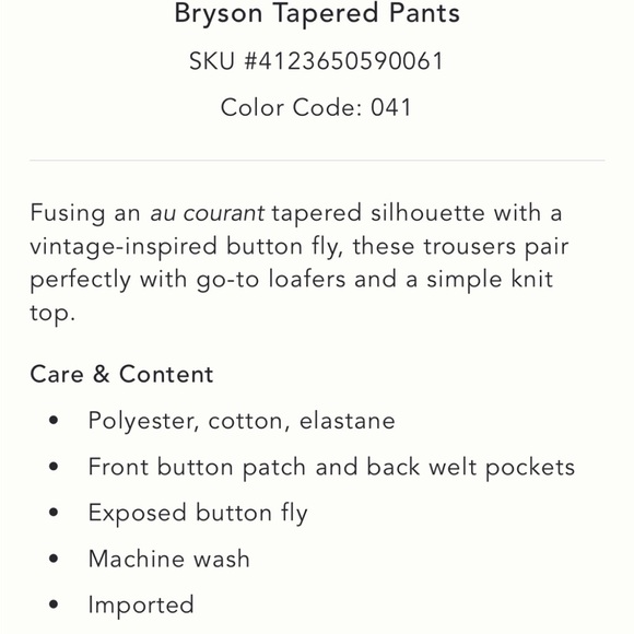 New by Anthropologie Bryson Tapered Pant Trouser Navy Blue Size 4 Office ANTHRO - Picture 10 of 10